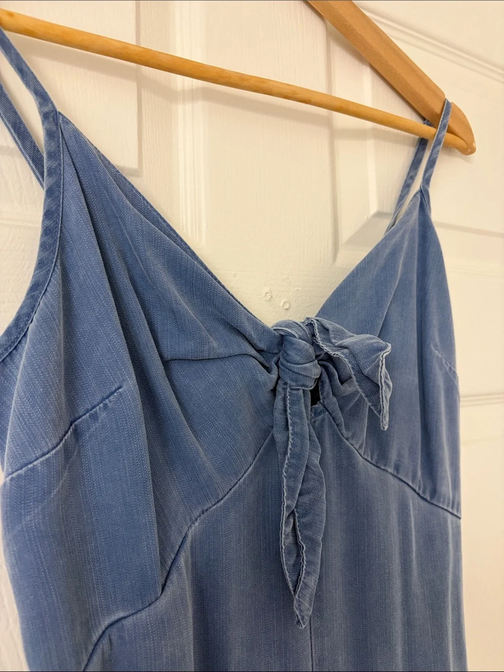 Old Navy Light Blue Tie-Front Spaghetti Strap Jumpsuit